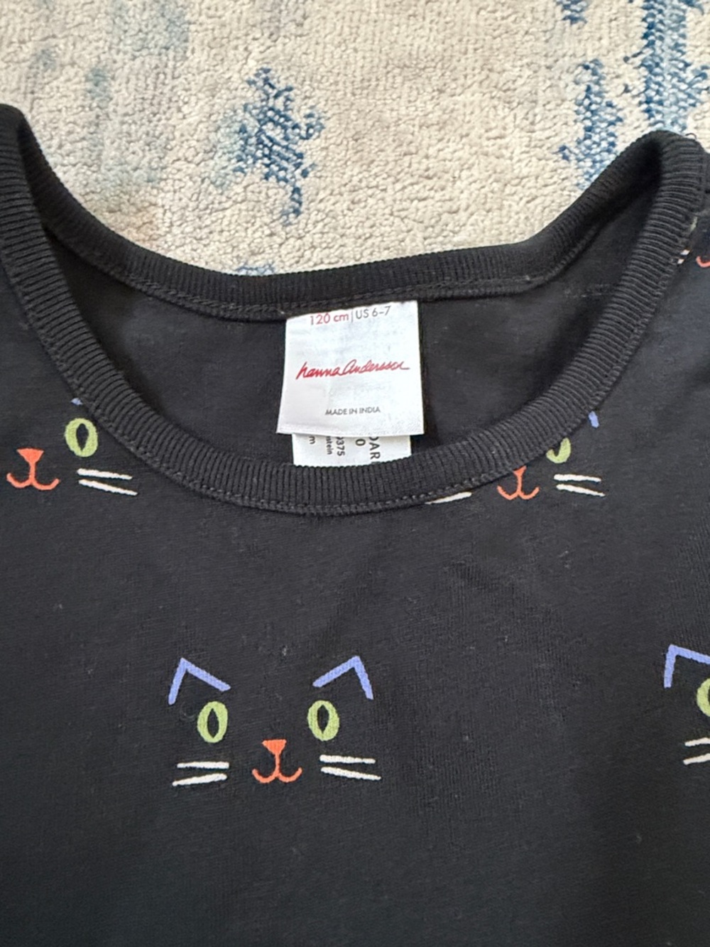Hanna Andersson Black Long-Sleeve Cat Face Print Dress - Picture 2 of 7